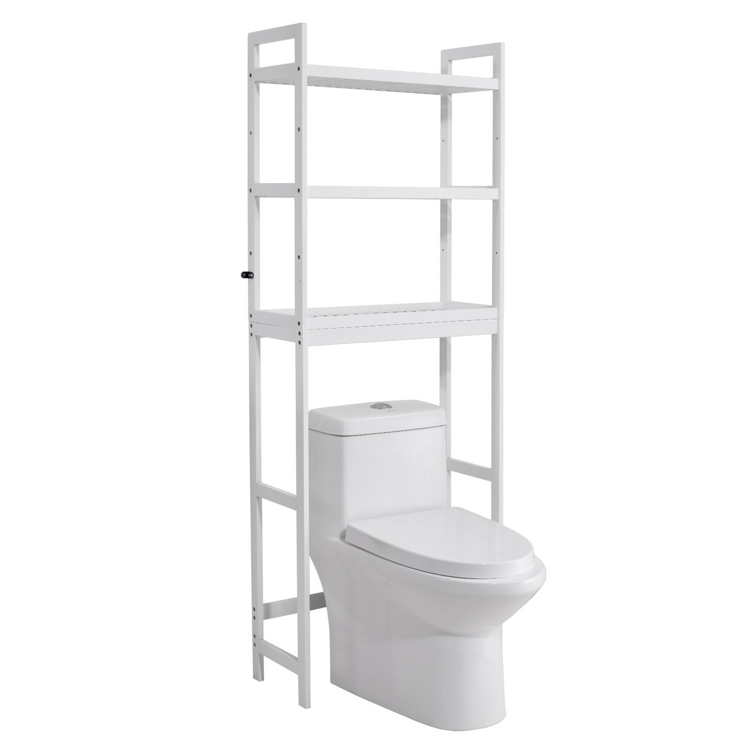 VEVOR 3-Tier Over the Toilet Storage Rack - Bamboo Space Saver Shelf - Adjustable Bathroom Organizer, Easy Installation, White