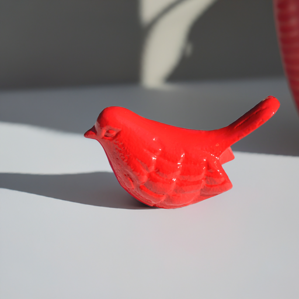 Vibhsa Handcrafted Red Bird Figurines - Elegant Home & Office Decor, Symbol of Health & Happiness