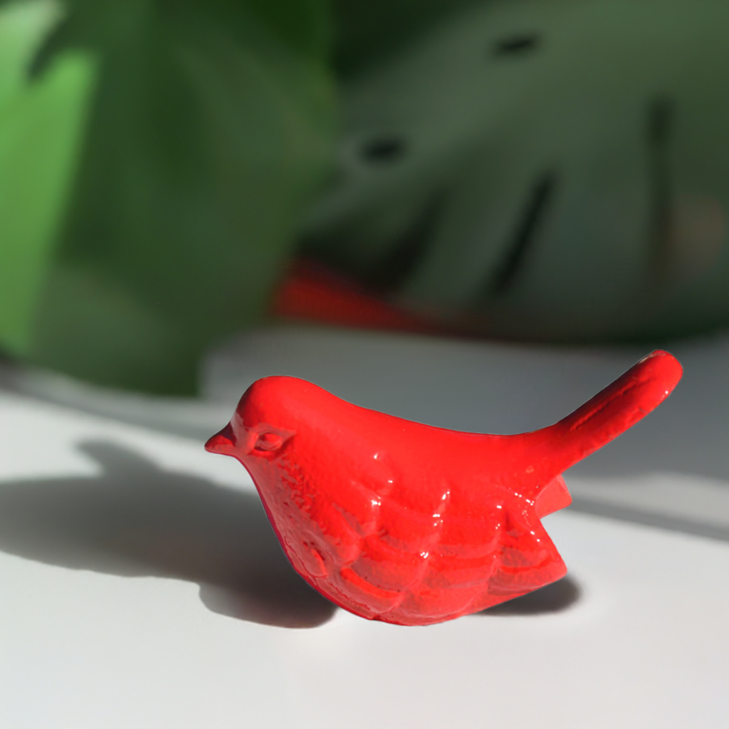 Vibhsa Handcrafted Red Bird Figurines - Elegant Home & Office Decor, Symbol of Health & Happiness