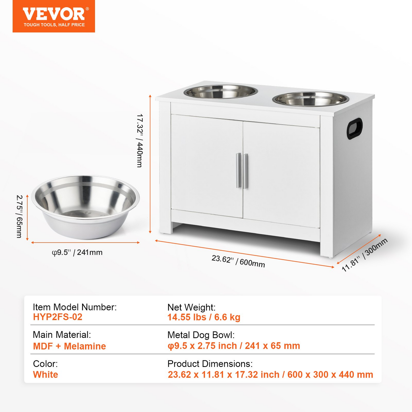 VEVOR Elevated Pet Feeding Station with Dual Bowls - Waterproof, Durable, Large Dog-Friendly Storage Cabinet