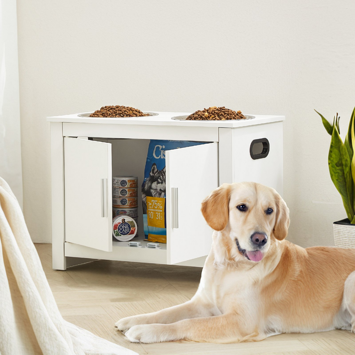 VEVOR Elevated Pet Feeding Station with Dual Bowls - Waterproof, Durable, Large Dog-Friendly Storage Cabinet