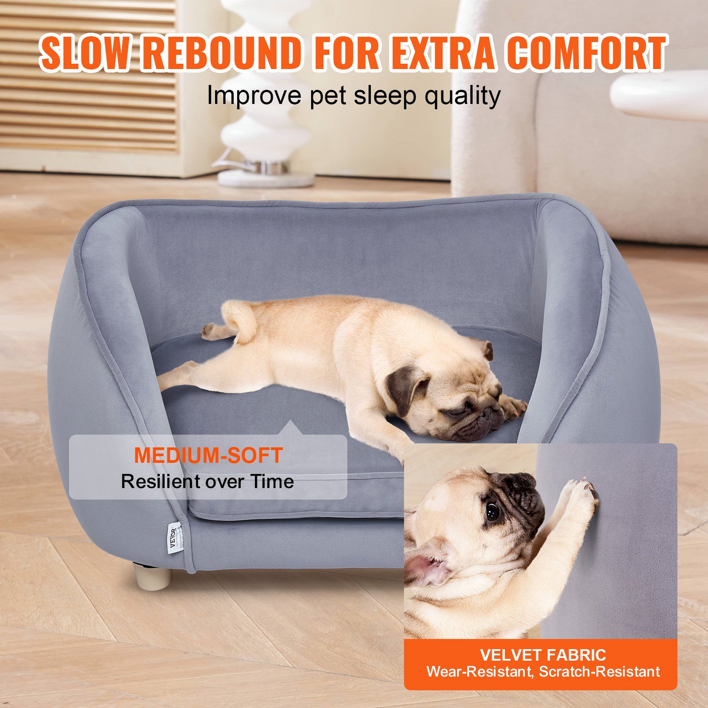 VEVOR Pet Sofa Dog Couch - Luxurious Velvet Sofa for Small Dogs & Cats, Ultimate Comfort & Durable Build