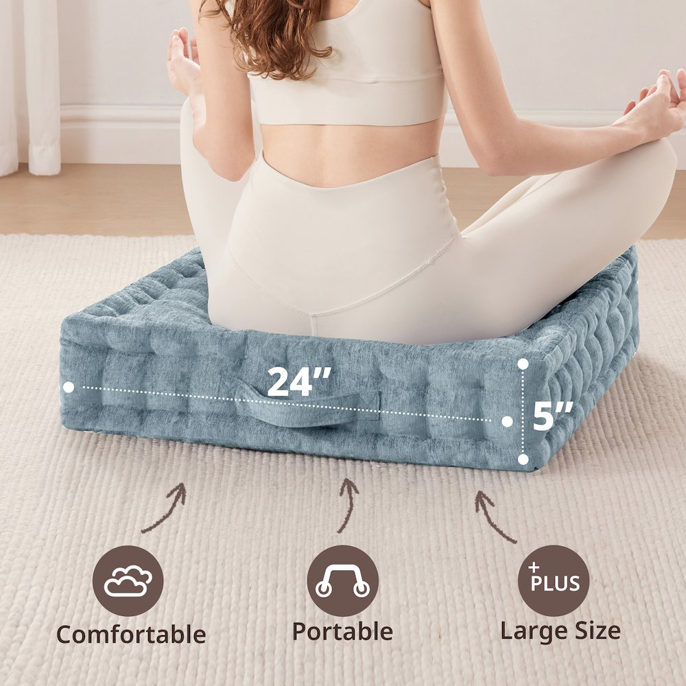 Cozy Poly Chenille Square Floor Pillow Cushion - Luxurious Soft Seating for Stylish & Comfortable Home Spaces