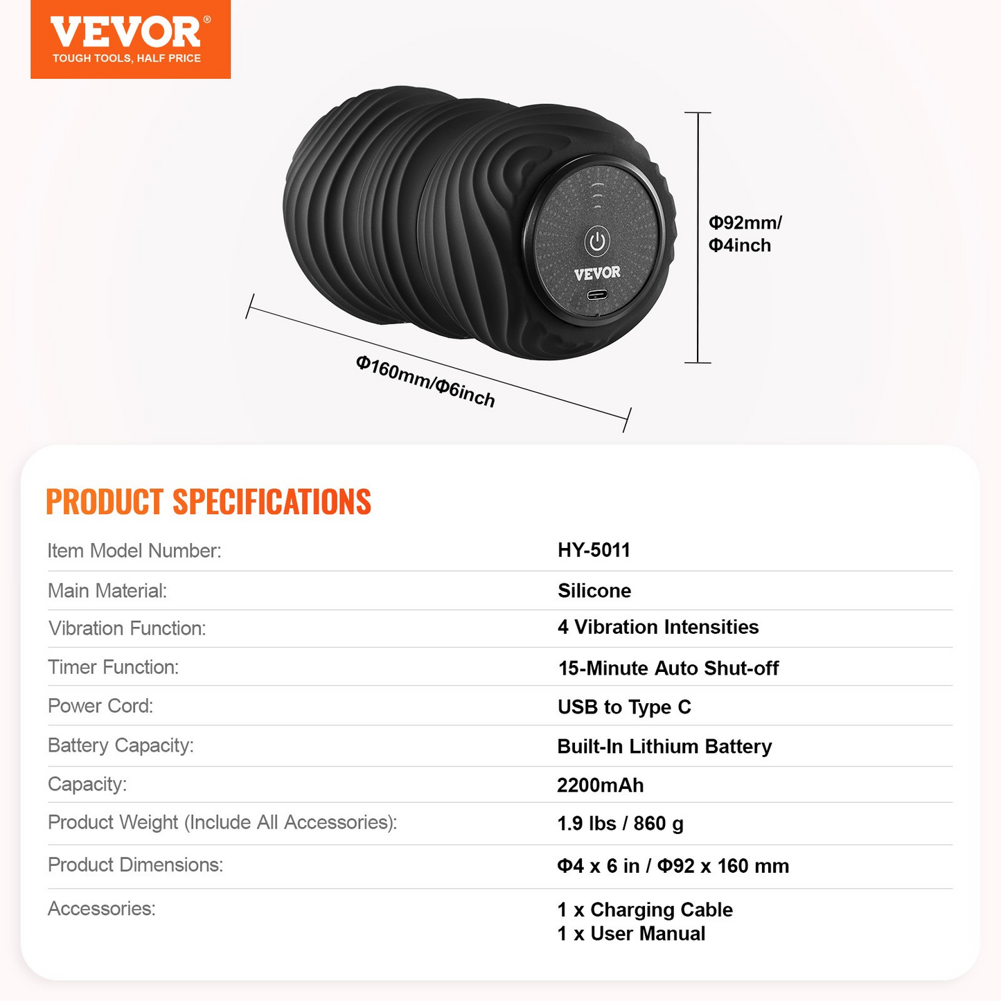VEVOR Vibrating Peanut Massage Ball ??4 Levels, Rechargeable, Deep Tissue Relaxation, Portable & Durable for Ultimate Muscle Recovery