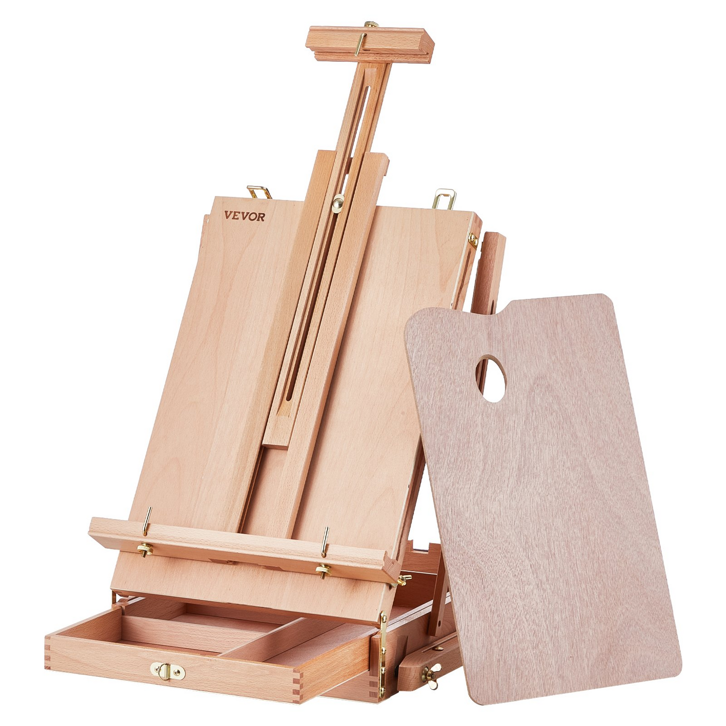 VEVOR 34" Adjustable Beechwood French Easel - Portable & Durable Art Companion with Built-in Drawer for Artists