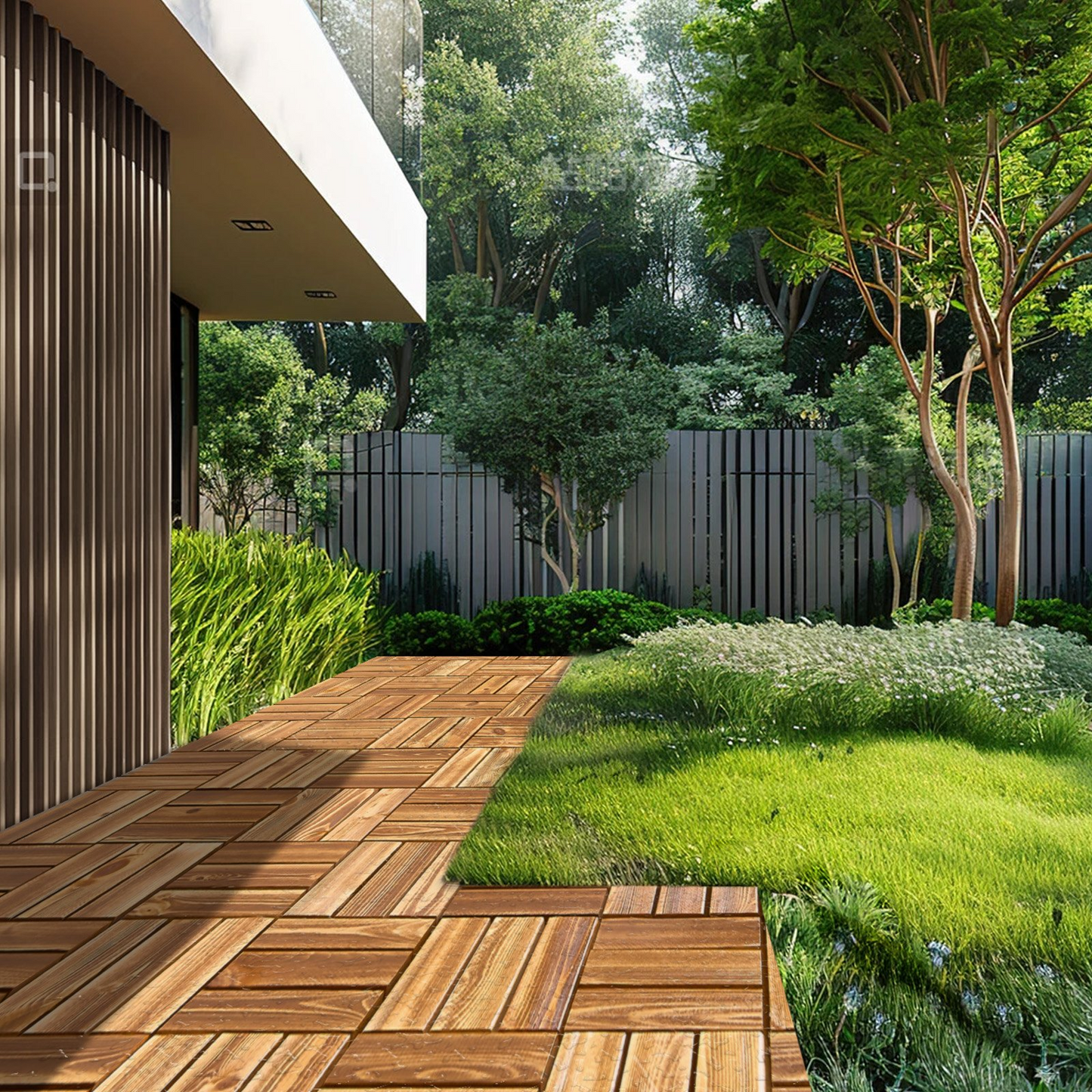 VEVOR Interlocking Deck Tiles 27-Pack – Premium Camphor Pine Wood, Weather-Resistant 12"x12" Tiles for Patios, Balconies & Outdoor Spaces