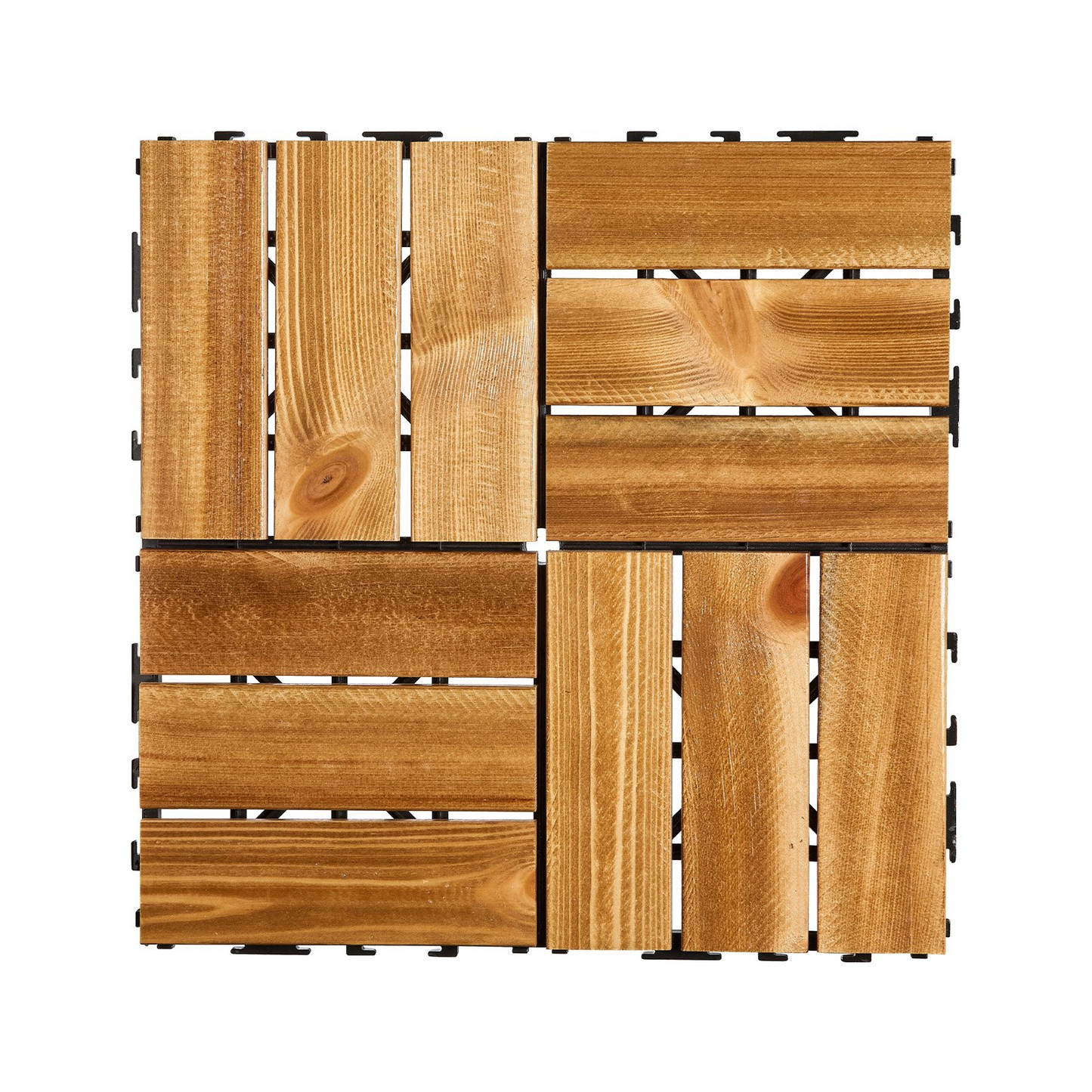 VEVOR Interlocking Deck Tiles 27-Pack – Premium Camphor Pine Wood, Weather-Resistant 12"x12" Tiles for Patios, Balconies & Outdoor Spaces