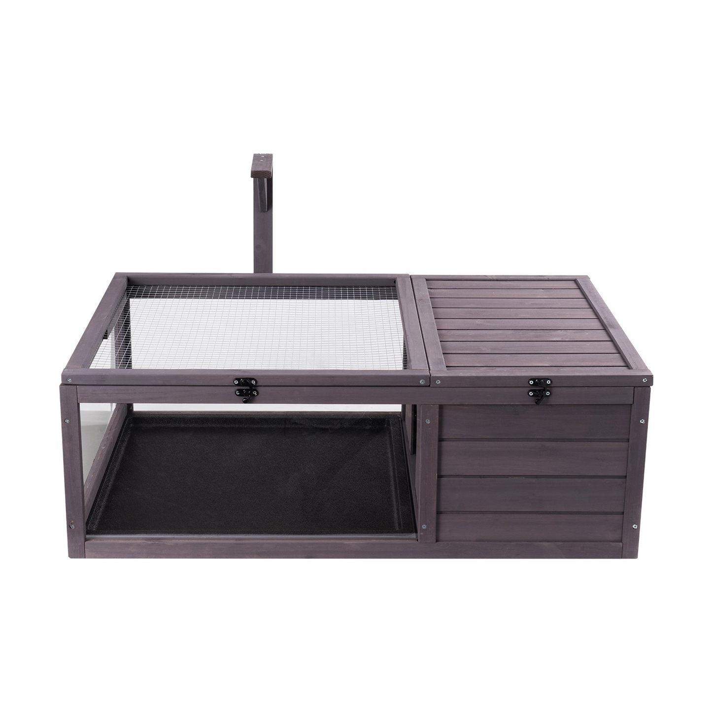 VEVOR Wooden Tortoise House with Light Stand - Spacious 2-Room Cedar Wood Habitat, 38x24x13in | Ideal for Indoor & Outdoor Use