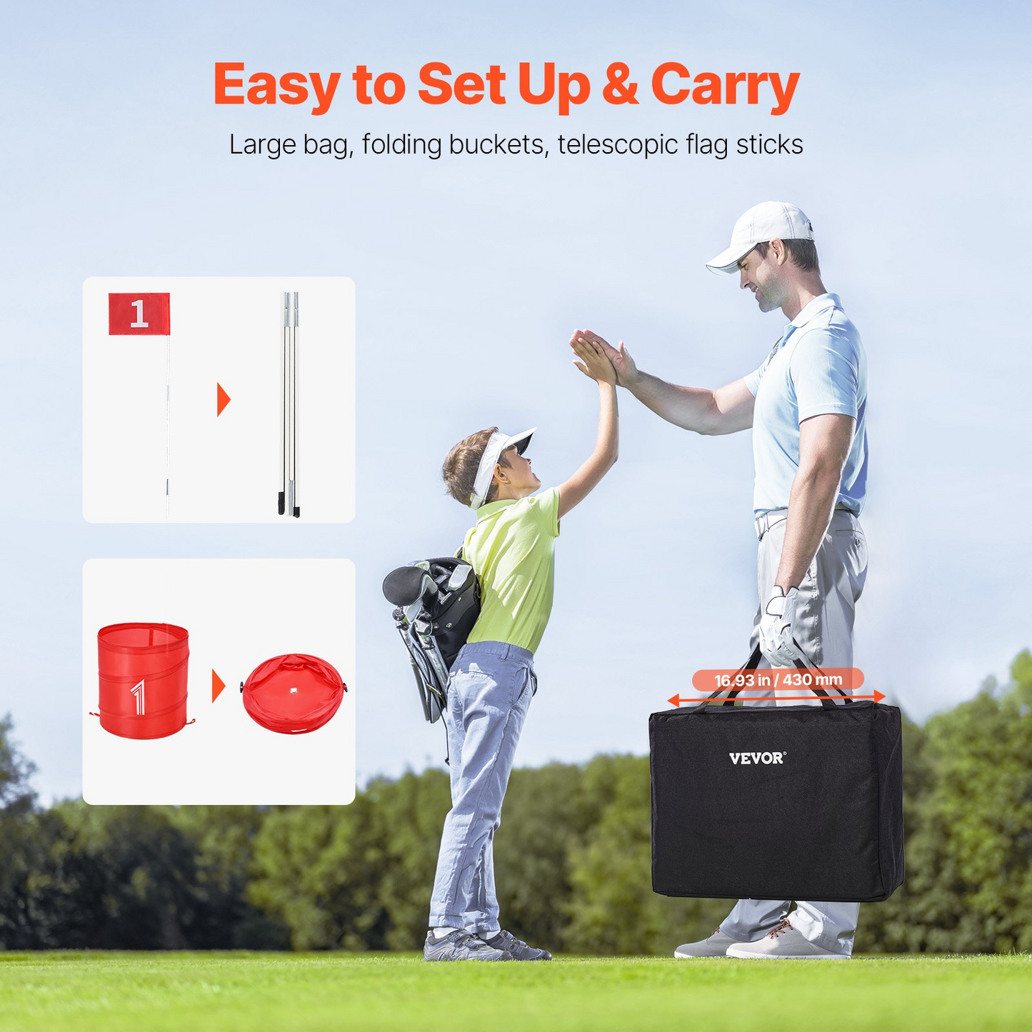 Backyard Golf Game - 6 Hole Portable Bucket Set for All Ages - Perfect for Family Fun, Parties & Outdoor Activities