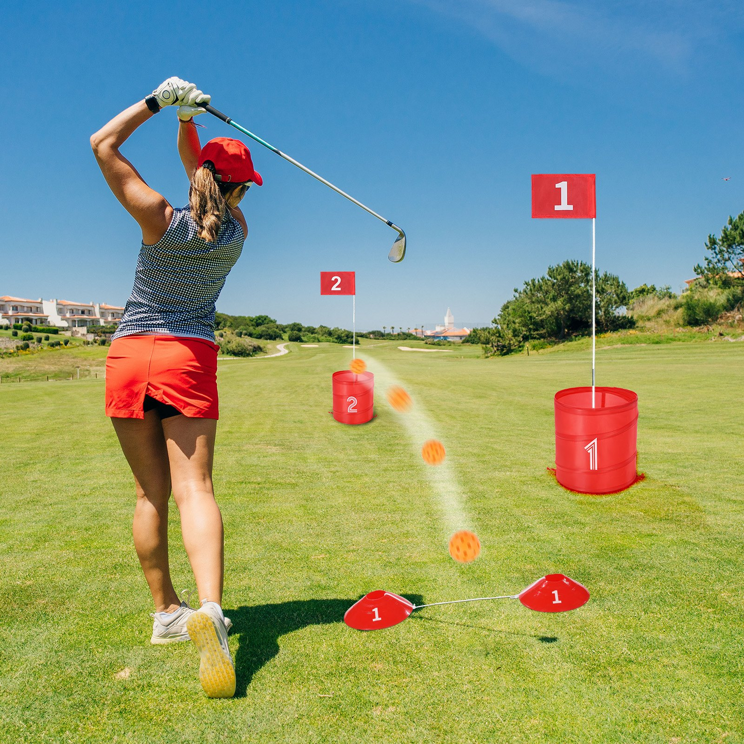 Backyard Golf Game - 6 Hole Portable Bucket Set for All Ages - Perfect for Family Fun, Parties & Outdoor Activities