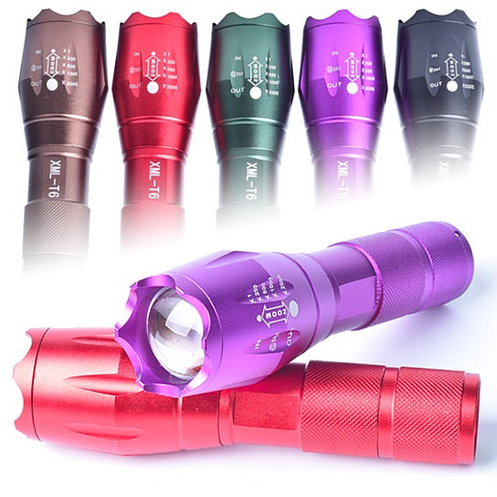 Compact & Powerful Grab-N-Go LED Flashlight - 5 Vibrant Colors, Adjustable Beam, SOS & Strobe Modes