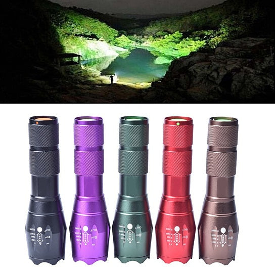 Compact & Powerful Grab-N-Go LED Flashlight - 5 Vibrant Colors, Adjustable Beam, SOS & Strobe Modes