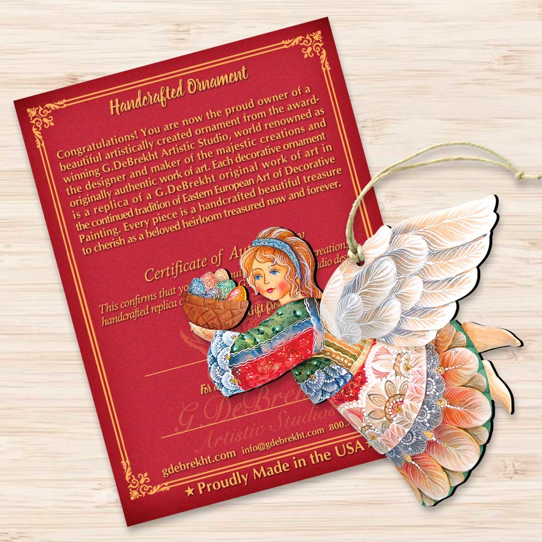 Flying Easter Angel Wooden Ornaments by G. DeBrekht - Easter Spring Decor - 8154154-3