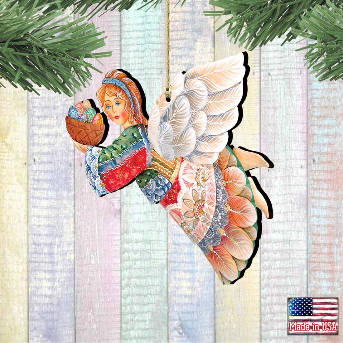 Flying Easter Angel Wooden Ornaments by G. DeBrekht - Easter Spring Decor - 8154154-2