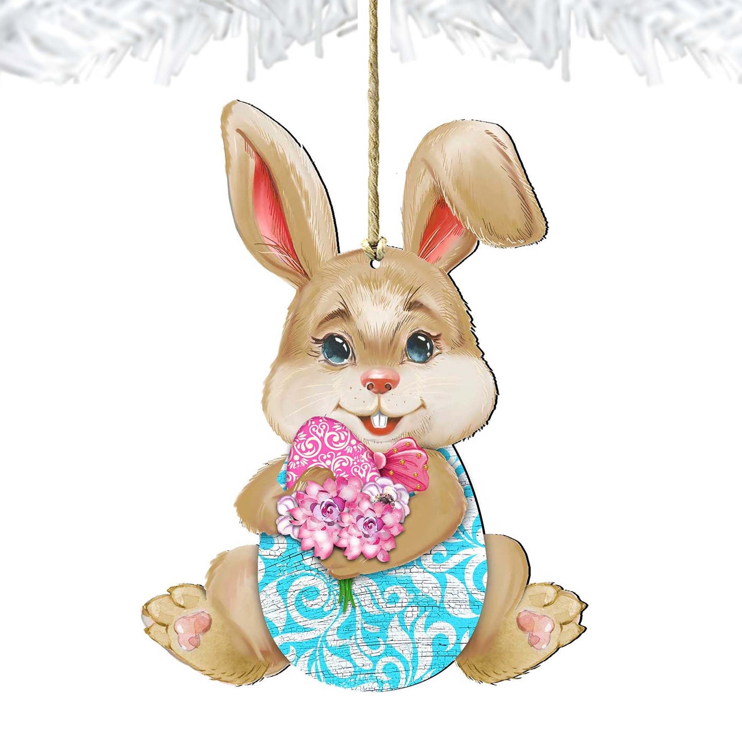 Flowers Bunny Wooden Ornaments by G.DeBrekht - Easter Spring Decor - 815432-2-4