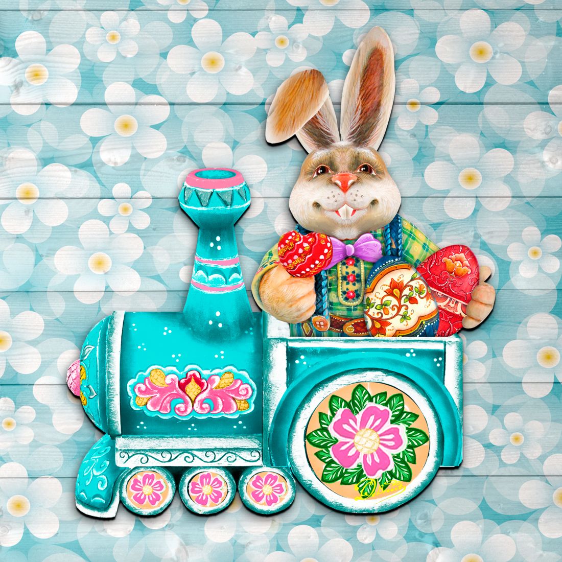 Village Train Ride Bunny Door Decor by G. DeBrekht - Easter Spring Decor - 8129211-2H-3