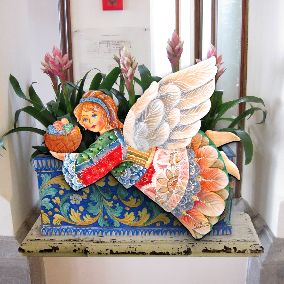 Flying Easter Angel Easter Door Decor by G. DeBrekht - Easter Spring Decor - 8154154H-3