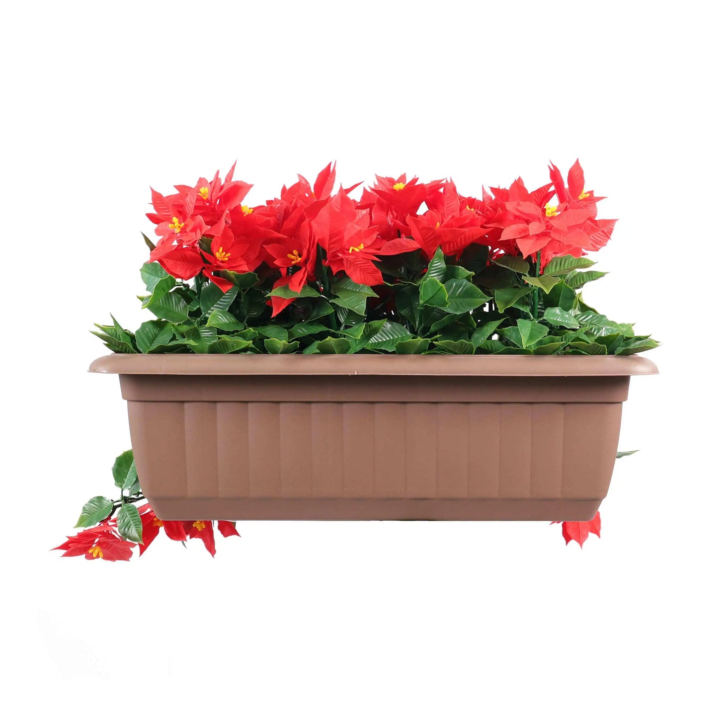 Artificial Draping Poinsettia Window Box Planter 20" x 14" UV Resistant (Outdoor Proof)-2