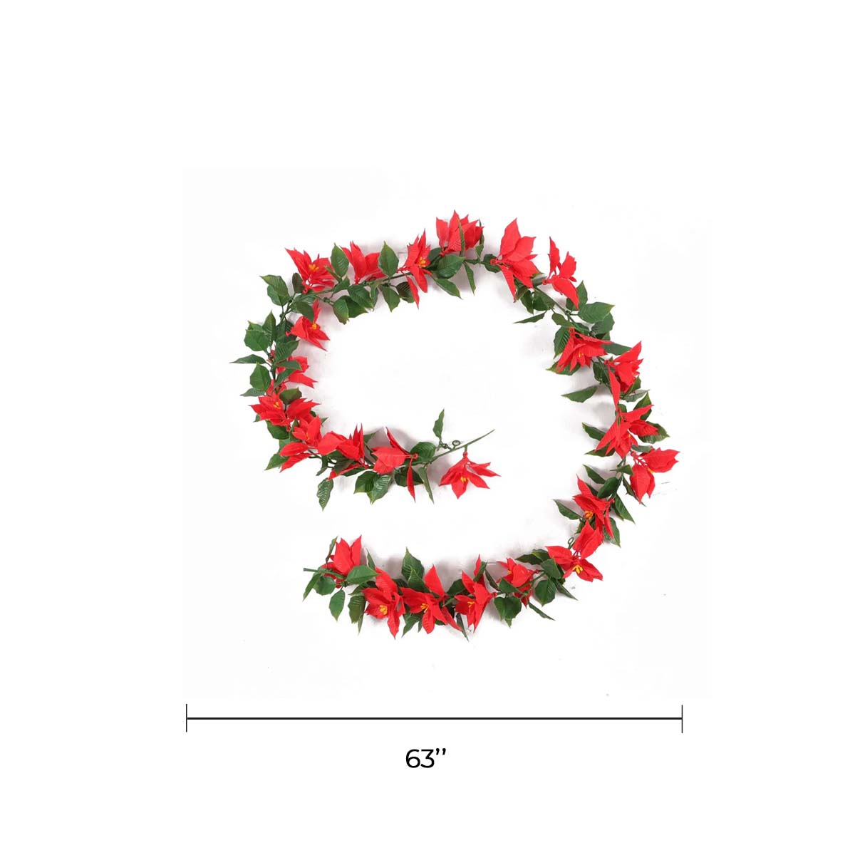 Artificial Poinsettia Garland 63" UV Resistant Interconnectable (Outdoor Proof)-1