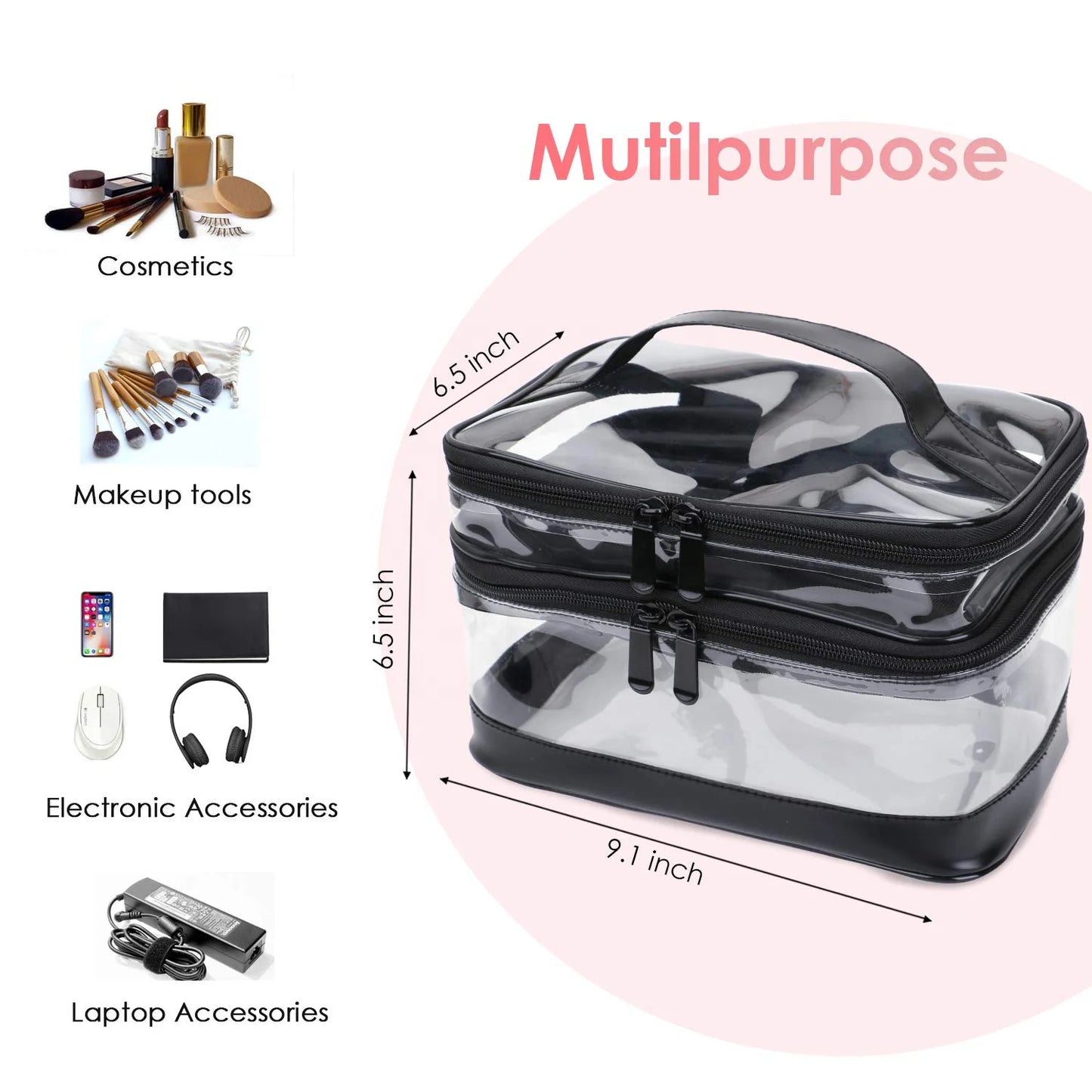 Clear Makeup Bag Organizer Multifunction Large Waterproof cosmetic bag Portable Travel Makeup Cosmetic Bags-4