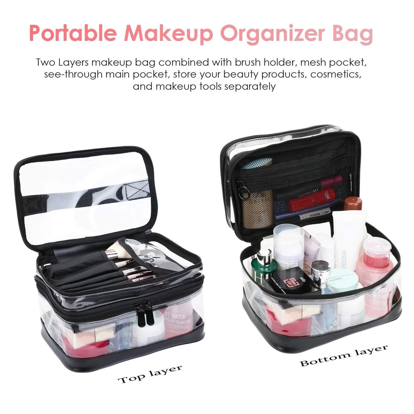 Clear Makeup Bag Organizer Multifunction Large Waterproof cosmetic bag Portable Travel Makeup Cosmetic Bags-3