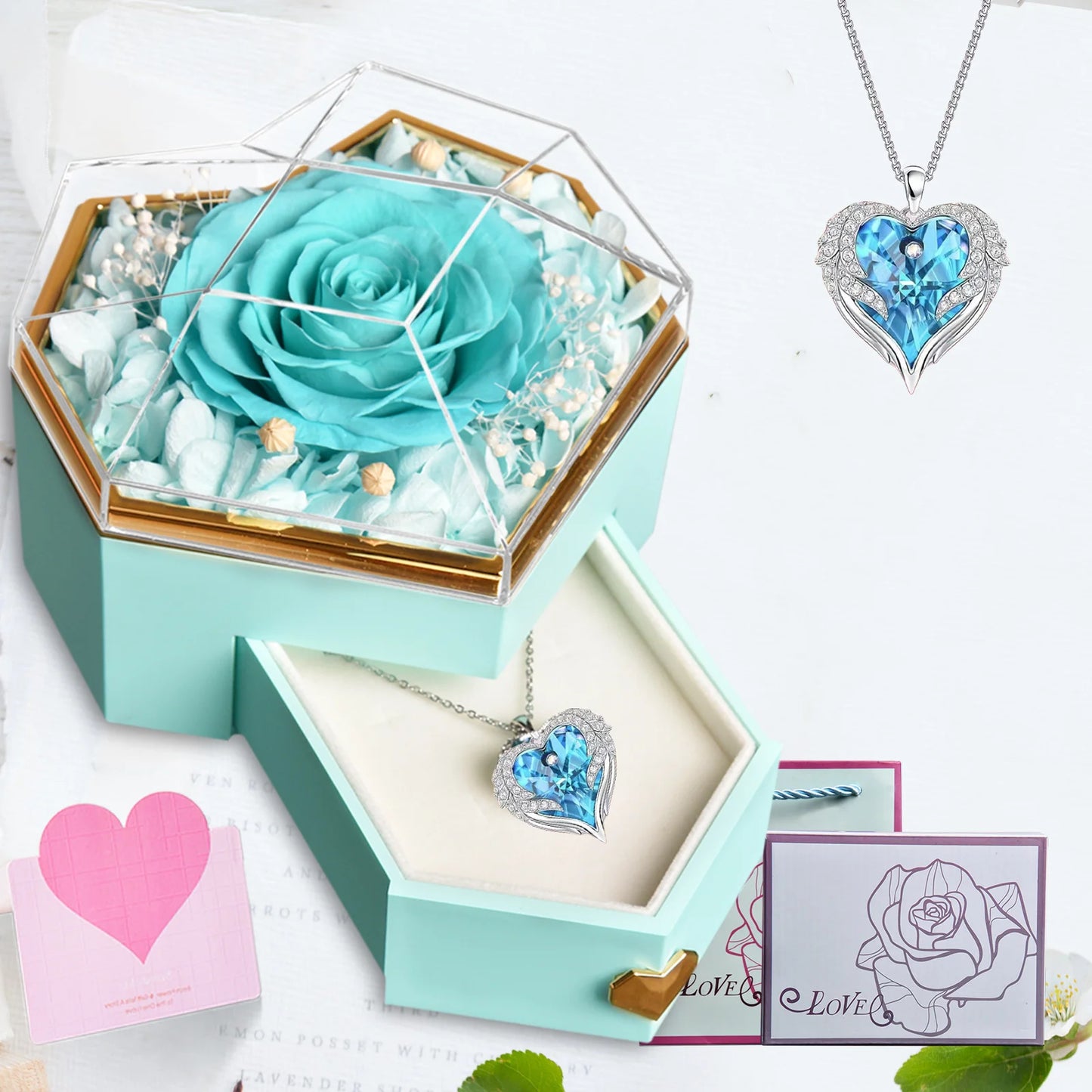 Everlasting Love: Ocean Heart Necklace Gift Set