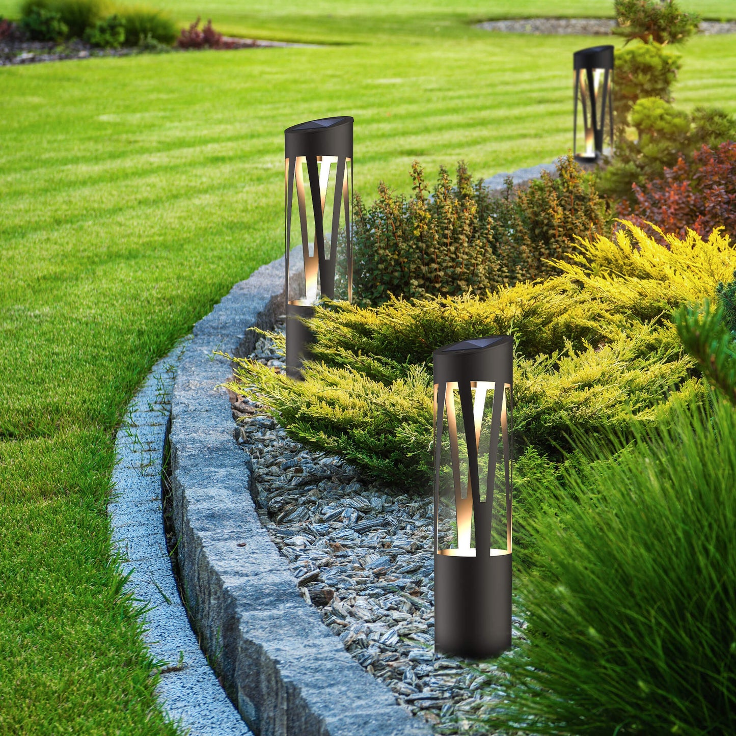 KODA Sunburst Solar Bollard Light, 4-Pack