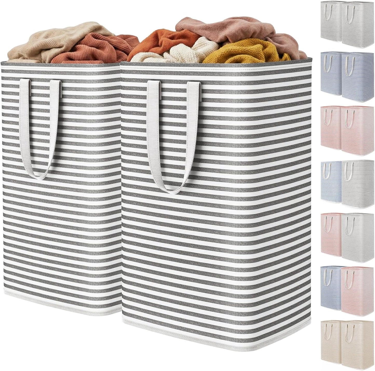 1 Pack Laundry Basket 80L Each, Collapsible Clothes Hamper with Reinforced Handles, Freestanding Waterproof Design for Bedroom and Laundry Room, Grey 80L Total