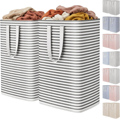 1 Pack Laundry Basket 80L Each, Collapsible Clothes Hamper with Reinforced Handles, Freestanding Waterproof Design for Bedroom and Laundry Room, Grey 80L Total
