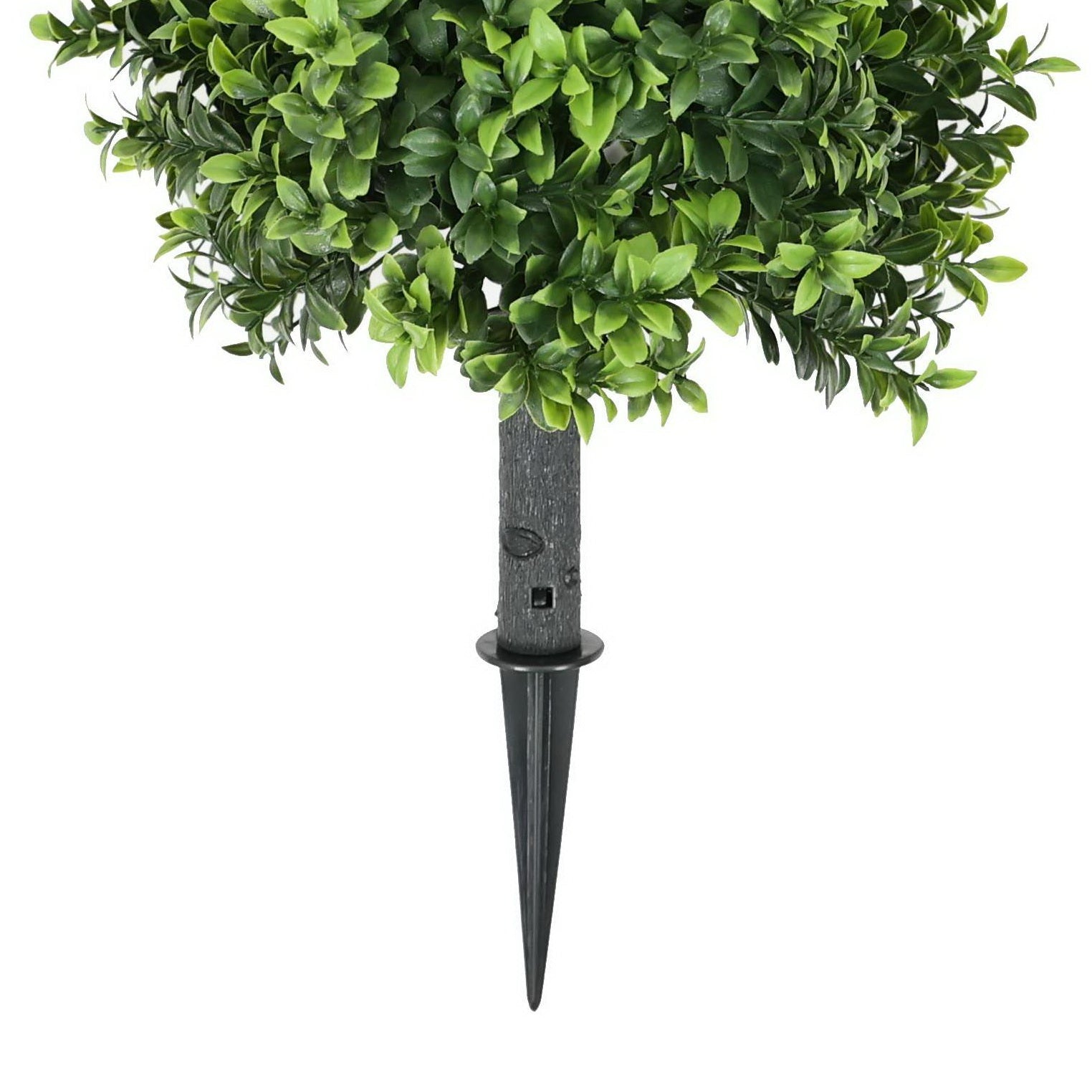 14-Inch Faux Boxwood Topiary Shrub with Ground Spike – UV-Resistant Artificial Boxwood Hedge-3