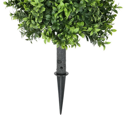 14-Inch Faux Boxwood Topiary Shrub with Ground Spike – UV-Resistant Artificial Boxwood Hedge-3