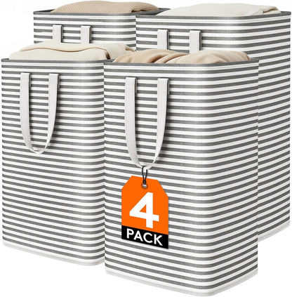 1 Pack Laundry Basket 80L Each, Collapsible Clothes Hamper with Reinforced Handles, Freestanding Waterproof Design for Bedroom and Laundry Room, Grey 80L Total