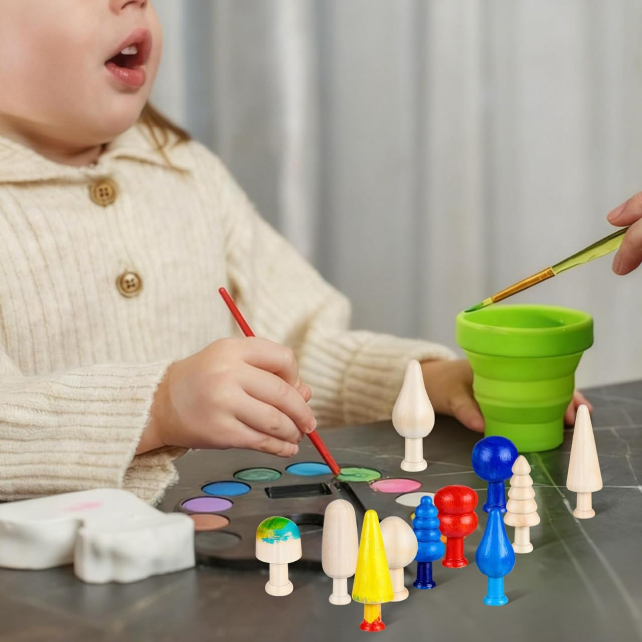 20Pcs Unfinished Wooden Mini Trees: Blank DIY Graffiti Wooden Tree Unfinished for DIY Crafts and Christmas Easter Decorations