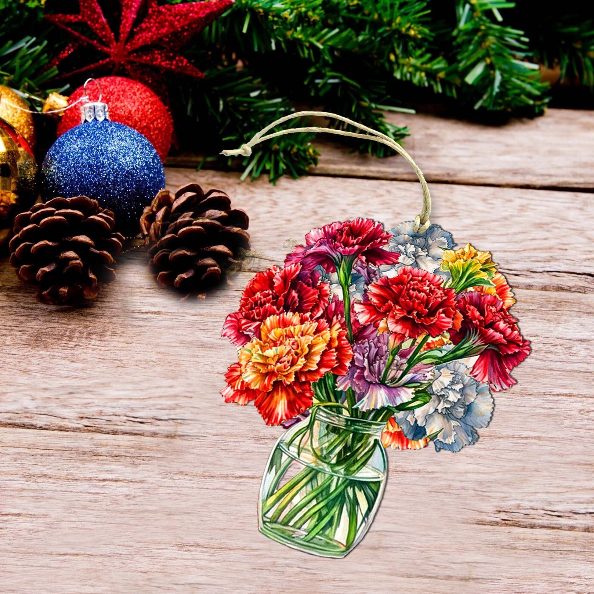 Flowers in the Vase Wooden Ornaments by G. Debrekht - Love Family Decor - 8688317-3