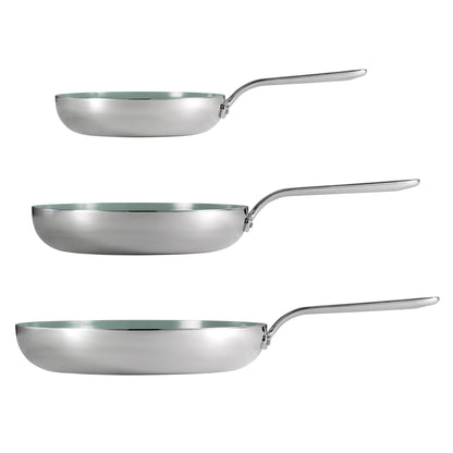Tramontina 3-Piece Tri-Ply Clad Stainless Steel Ceramic Nonstick Fry Pan Set
