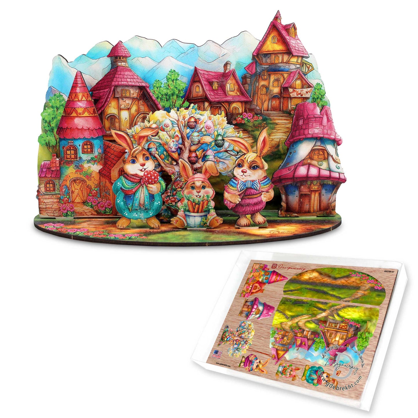 Easter Bunny Village Decorative Village Set by G. Debrekht Easter Spring Decor - 852769-4