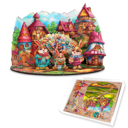 Easter Bunny Village Decorative Village Set by G. Debrekht Easter Spring Decor - 852769-4