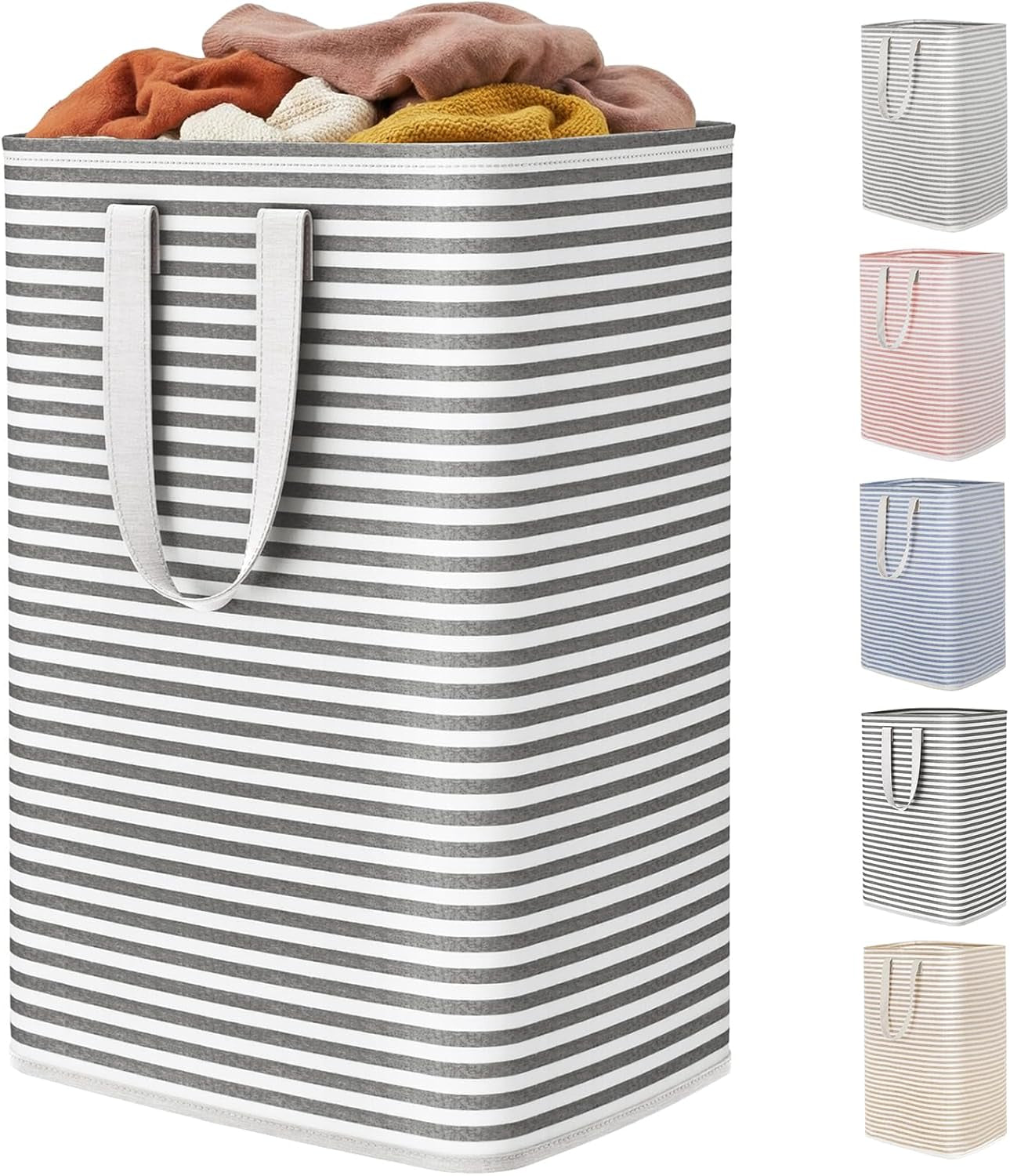 1 Pack Laundry Basket 80L Each, Collapsible Clothes Hamper with Reinforced Handles, Freestanding Waterproof Design for Bedroom and Laundry Room, Grey 80L Total