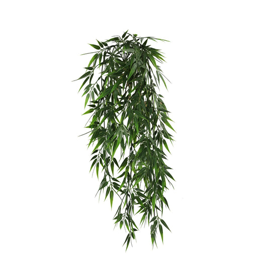 Artificial Hanging Bamboo Leaf Garland Bushes – Dark Green UV Resistant & Fire Rated | 6.7in x 30in (17cm x 76cm Each)-0