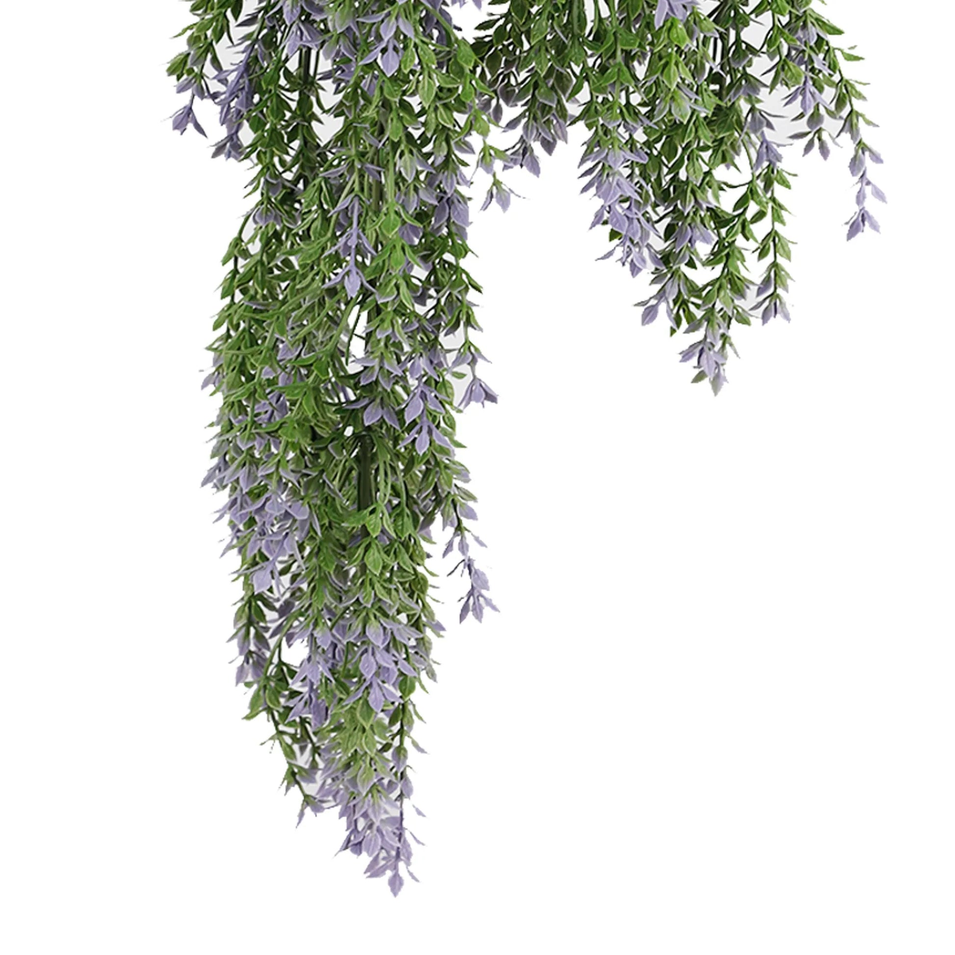 Artificial Hanging Purple & Green Willow Leaf Garland Bushes UV Resistant & Fire Rated | 7.8in x 30in (20cm x 76cm Each)-4