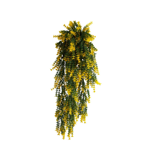 Artificial Hanging Yellow & Green Willow Leaf Garland Bushes UV Resistant & Fire Rated | 7.8in x 30in (20cm x 76cm Each)-0