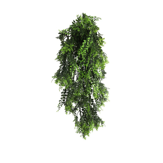 Artificial Hanging Mediterranean Fern Vine – UV Resistant & Fire Rated (8.6in x 30in | 22cm x 76cm)-0