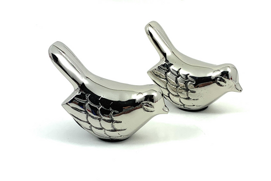 Vibhsa Birds of Health and Happiness Set of 2 (Silver) - Handmade Figurines for Home Decor and Gifts - Unique Artful Craftsmanship and Perfect Gift for Any Occasion