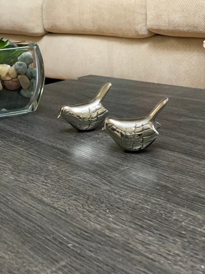 Vibhsa Birds of Health and Happiness Set of 2 (Silver) - Handmade Figurines for Home Decor and Gifts - Unique Artful Craftsmanship and Perfect Gift for Any Occasion