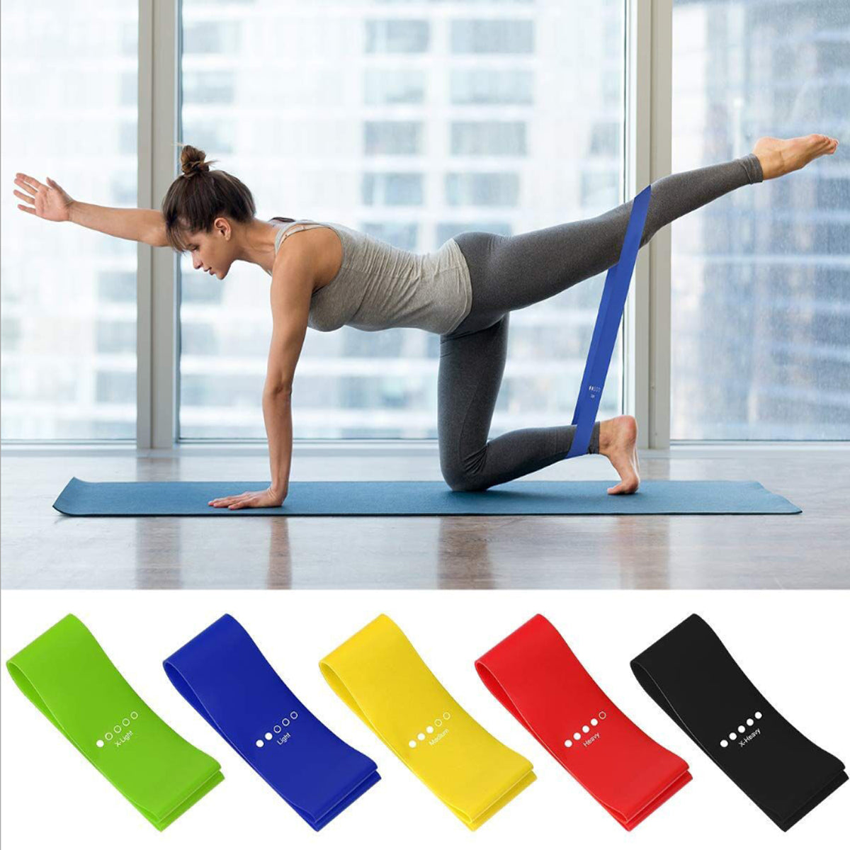 Flex And Stretch Set of 5 Exercise Latex Bands - Enhance Workouts with Durable and Portable Resistance Bands