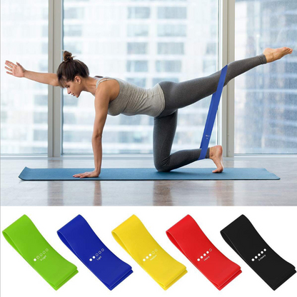 Flex And Stretch Set of 5 Exercise Latex Bands - Enhance Workouts with Durable and Portable Resistance Bands