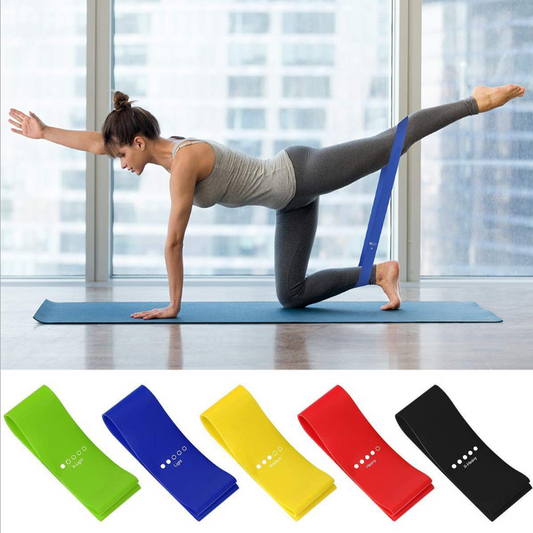 Flex And Stretch Set of 5 Exercise Latex Bands - Enhance Workouts with Durable and Portable Resistance Bands