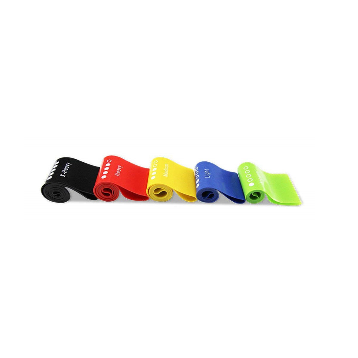 Flex And Stretch Set of 5 Exercise Latex Bands - Enhance Workouts with Durable and Portable Resistance Bands