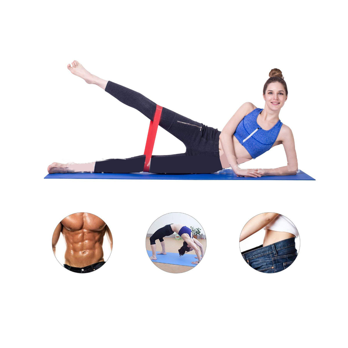 Flex And Stretch Set of 5 Exercise Latex Bands - Enhance Workouts with Durable and Portable Resistance Bands