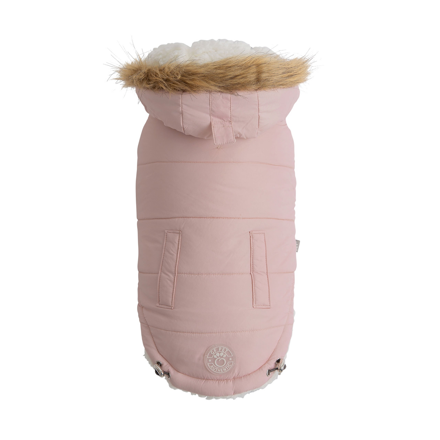 GF PET Urban Parka - Pink Dog Coat | Water-Resistant & Cozy | Stylish Elasto-Fit Design with Faux Fur Hood